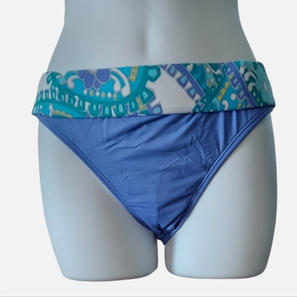 NWT Vintage 2bamboo Cornflower Blue Belted Bikini Bottom size Medium